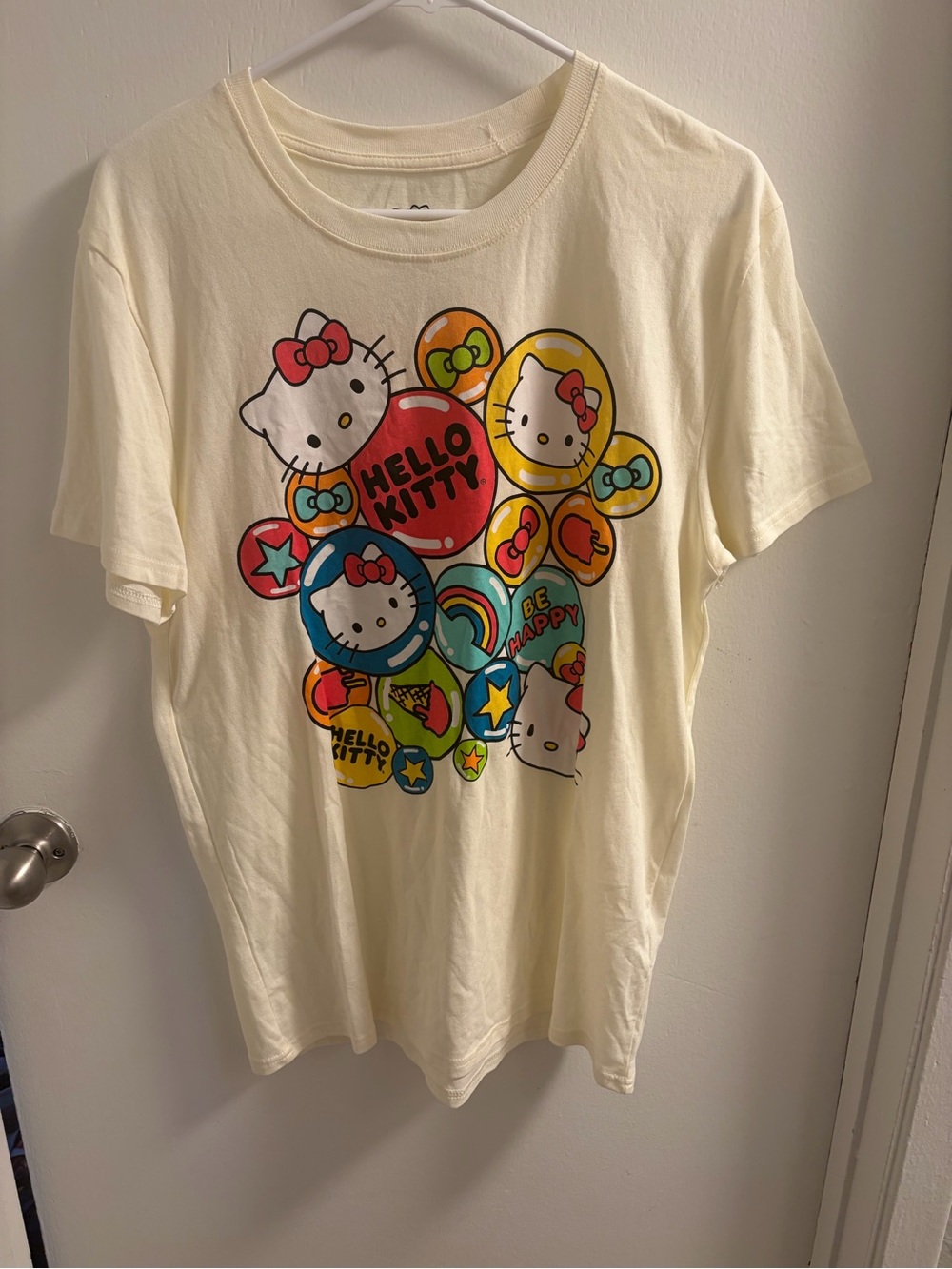 Sanrio Hello Kitty Unisex Kawaii Colorful Bubble Graphic Top Large